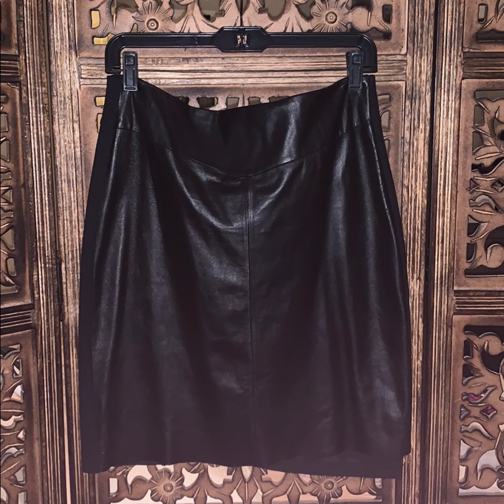 Anthropologie Bordeaux Leather Skirt Size L